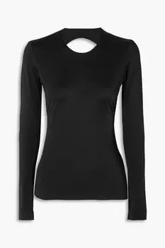 Топ из эластичного атласного джерси с открытой спиной NORMA KAMALI, черный