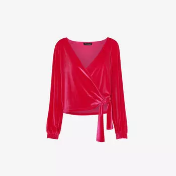 Топ из эластичного бархата с V-образным вырезом и запахом Whistles, розовый