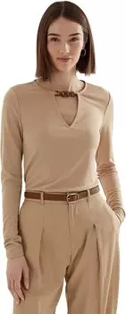 Топ из эластичного джерси с отделкой цепочкой LAUREN Ralph Lauren, цвет Birch Tan