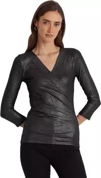 Топ из эластичного джерси с принтом Surplice LAUREN Ralph Lauren, цвет Polo Black