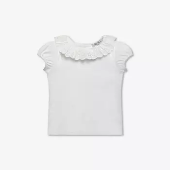 Топ из эластичного джерси с вышитым воротником и короткими рукавами, 2–11 лет Trotters, белый