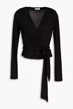 Топ из эластичного джерси с запахом GOOD AMERICAN, черный