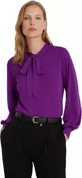 Топ из эластичного джерси с завязками на воротнике LAUREN Ralph Lauren, цвет Purple Agate