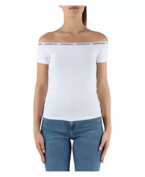 Топ из эластичного хлопка с принтом логотипа Calvin Klein Jeans, белый