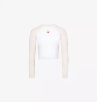 Топ из эластичного хлопка Slim-Fit с фирменной нашивкой Casablanca, белый