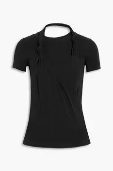 Топ из эластичного хлопкового джерси с завязками HELMUT LANG, черный