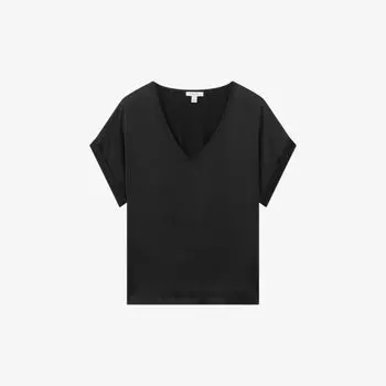 Топ из эластичного шелка с V-образным вырезом Наталья Reiss, черный