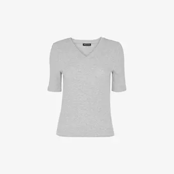 Топ из эластичного трикотажа с V-образным вырезом и отделкой в рубчик Whistles, серый