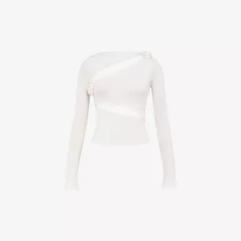 Топ из эластичного трикотажа с вырезом, украшенный цветочным узором Mistress Rocks, белый