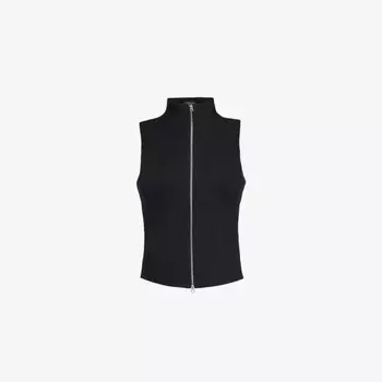 Топ из эластичного трикотажа с застежкой-молнией спереди от Irina Rag & Bone, черный