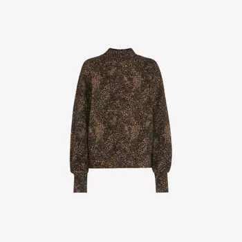 Топ из эластичного жаккарда из переработанного полиэстера с животным принтом и смесового органического хлопка Whistles, мультиколор