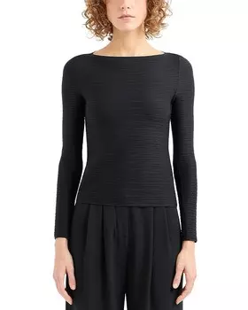Топ из эластичного жаккардового трикотажа Emporio Armani, синий