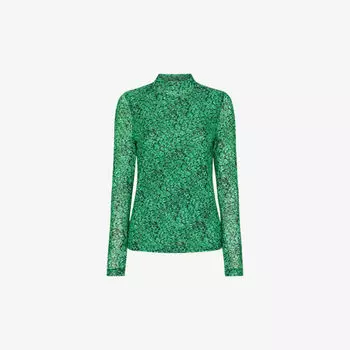 Топ из эластичной сетки с цветочным узором и длинными рукавами Whistles, мультиколор