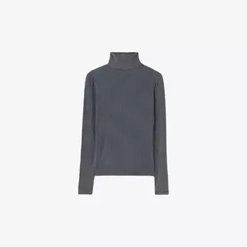 Топ из эластичной ткани с длинными рукавами и воротником-воронкой Claudie Pierlot, синий