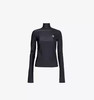 Топ из эластичной ткани с фирменным принтом и высоким воротом Coperni, черный