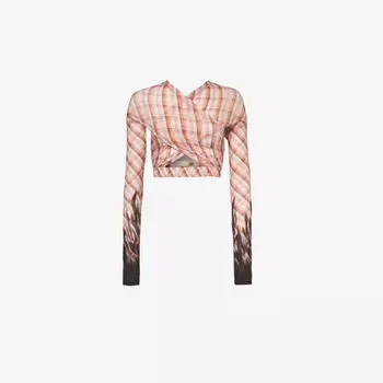 Топ из эластичной ткани с графическим принтом Anti-Cross Knwls, розовый