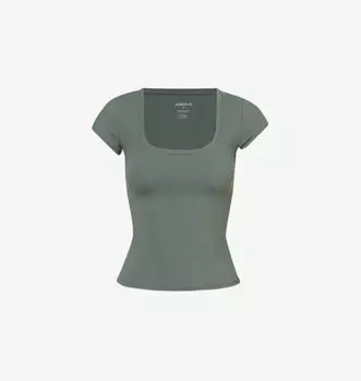 Топ из эластичной ткани с круглым вырезом и рукавами-крылышками Adanola, синий