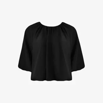 Топ из эластичной ткани с парашютным подолом и пузырчатым краем Ro&Zo, черный