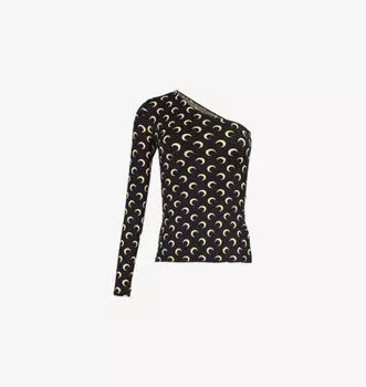 Топ из эластичной ткани с принтом «Луна» и длинными рукавами Marine Serre, цвет inverse tan