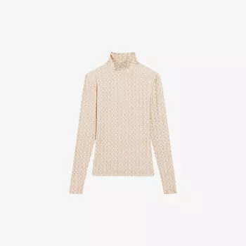 Топ из эластичной ткани с высоким воротником и монограммой Claudie Pierlot, цвет divers