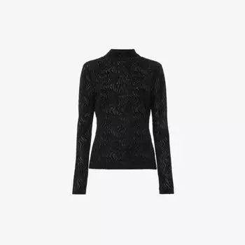 Топ из эластичной ткани с высоким воротником и завитками Whistles, черный