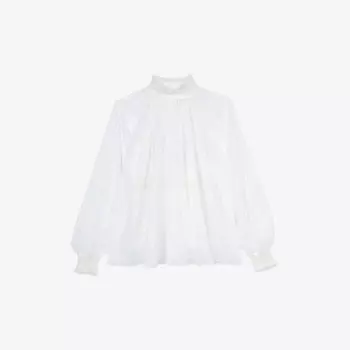 Топ из эластичной ткани с высокой горловиной и внутренней бретелькой The Kooples, экрю