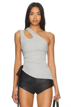 Топ из атласа с бантом и сборками по бокам David Koma, черный