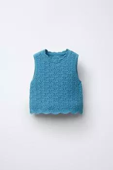 Топ из ажурного трикотажа ZARA, синий