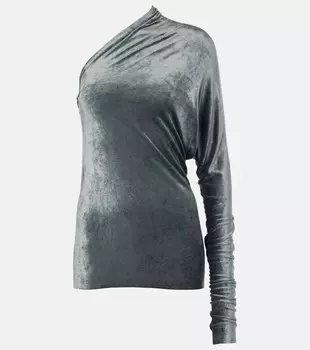 Топ из бархата на одно плечо «Диана» Rick Owens, цвет steel