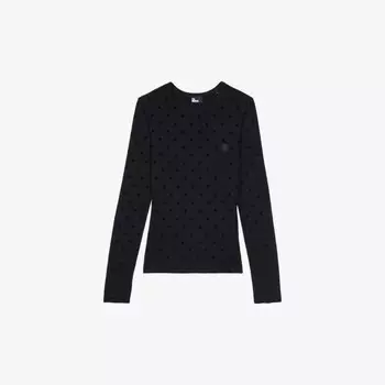 Топ из бархатной сетки в горошек The Kooples, черный