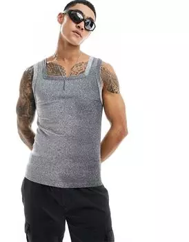Топ из блестящей ткани с квадратным вырезом и квадратным вырезом ASOS DESIGN