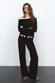 Топ из букле с бантиками ZARA, черный