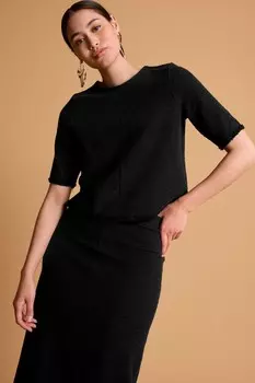 Топ из букле с короткими рукавами Next, черный