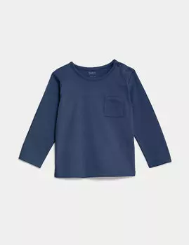 Топ из чистого хлопка (0–3 года) Marks & Spencer, темно-синий