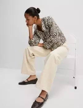 Топ из чистого хлопка с принтом и завязкой спереди Marks & Spencer, коричневый