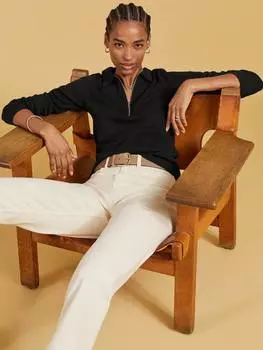 Топ из чистого органического хлопка с воротником-молнией Baukjen, цвет Caviar Black