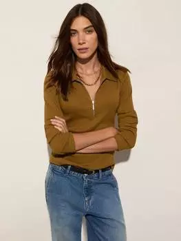 Топ из чистого органического хлопка с воротником-молнией Baukjen, кэмел