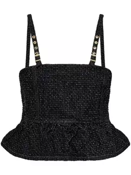 Топ из денима с баской GANNI, черный