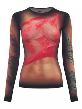 Топ из драпированного джерси Marine Serre, коричневый