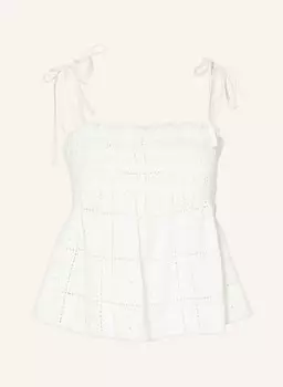 Топ из дырочного кружева Ganni, белый