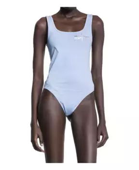 Топ из джерси без рукавов с логотипом Mugler, синий