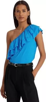 Топ из джерси на одно плечо LAUREN Ralph Lauren, цвет Blaze Ocean