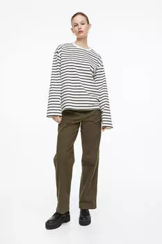 Топ из джерси с длинными рукавами H&M, черный