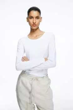 Топ из джерси с длинными рукавами H&M, белый