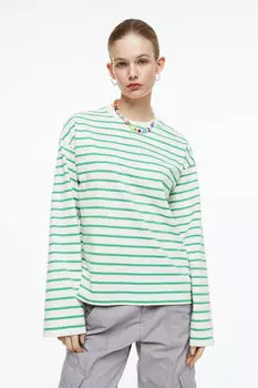 Топ из джерси с длинными рукавами H&M, зеленый
