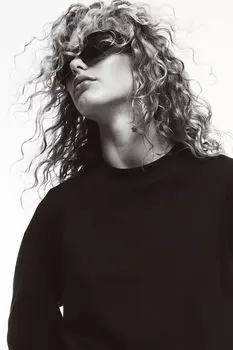 Топ из джерси с длинными рукавами H&M, черный