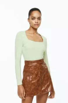 Топ из джерси с длинными рукавами H&amp;M, светло-зеленый