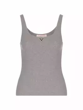Топ из джерси с литерой V Valentino Garavani, серый
