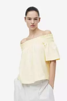 Топ из джерси с открытыми плечами H&M, светло-желтого