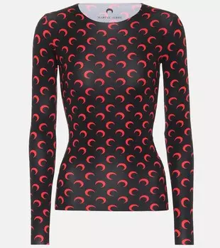 Топ из джерси с принтом MARINE SERRE, черный